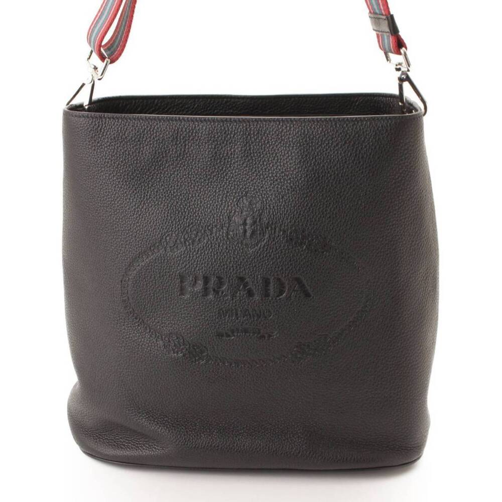 Prada Vitello Phoenix Leather Shoulder Bag Black
